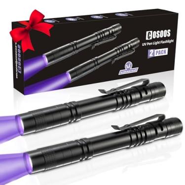 Imagem de COSOOS 2 UV Black Light Flashlight, 2 Pack 395nm Mini Pen Light with Clip, Waterproof Ultraviolet Flashlight for Leak, Pet Urine, Scorpion, Hotel Inspection, Dry Stain and Bed Bug.