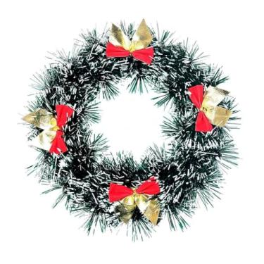 Imagem de Guirlanda Natalina25-40 Cm De Natal Decorativa Para Porta Com Flores Vermelhas Douradas Decoração Natal Decoração Equipado com pequenas bolas(RF338-25CM)