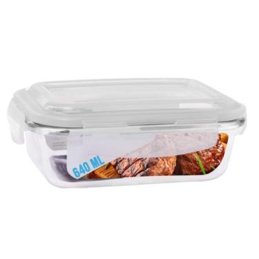 Imagem de Pote Vidro 640ML Vai ao Forno, Microondas Retan c/Tampa - Casa Linda