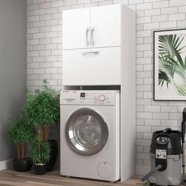 Imagem de Armário Multiuso Lavanderia 3 Portas 2 Nichos Elite Branca - Direto Si