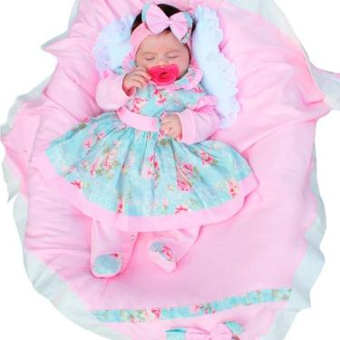 Imagem de Saída de Maternidade Menina Charmosinha Floral Rosa 05 Peças - Sônia E