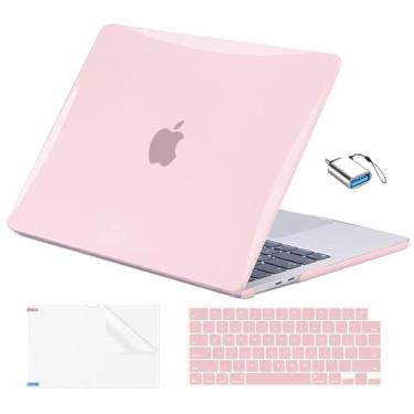 Imagem de EooCoo Compatível com MacBook Air 13 polegadas 2026 2025-2022 M4 M3 M2 modelo A3240 A3113 A2681, Mac Air 34.5 cm capa rígida transparente e capa de teclado e película de tela e tipo-C, rosa cristal