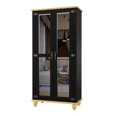 Imagem de Cristaleira Retrô 2 Portas Preto/ Marfim