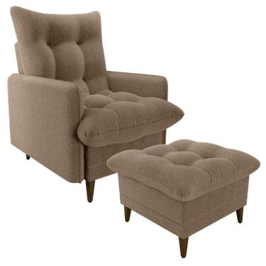 Imagem de Poltrona De Amamentaçao E Puff Montreal Boucle F498 Milani Store Marrom