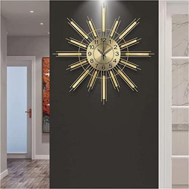 Imagem de Relógio de parede arte simples relógio de parede grande relógio de parede silencioso, sem tique-taque, relógios de parede decorativos de quartzo, modernos relógios de parede de metal 3D para quarto