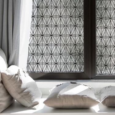 Imagem de Flortlias Película de privacidade para janela de vitral com padrão de vidro de chumbo texturizado para porta da frente do banheiro, flor estelar, 43 cm x 215 cm