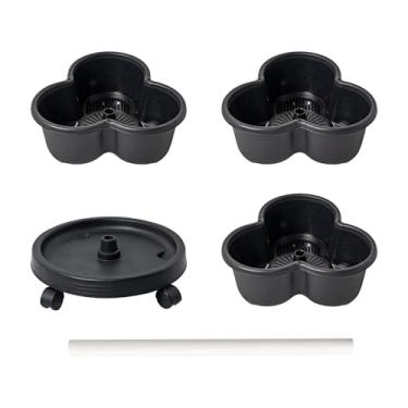 Imagem de Plantador de jardim vertical - plantador empilhável de torre de jardim vertical | Acessórios de jardinagem com rodas removíveis, kit de ferramentas de recipiente em camadas para varanda interna e