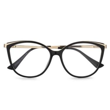 Imagem de Armação Óculos De Grau Feminina Gatinho Capitan Preto - Shark Óculos