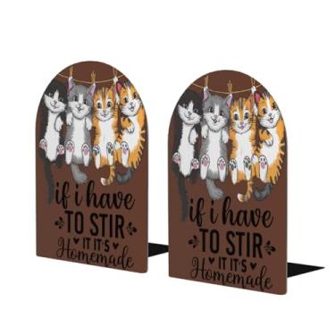 Imagem de Suporte para livros decorativo de madeira com texto animal gato grande suporte de livro antiderrapante resistente para mesa de escritório em casa biblioteca de estudo escolar divisórias de livros para