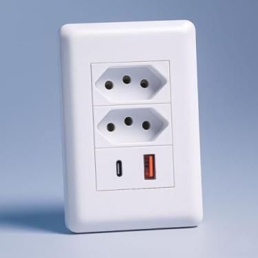 Imagem de Tomada Inteligente Usb Tipo C Bivolt 10A Parede Carregamento Turbo ideal Para Modernizar sua Casa