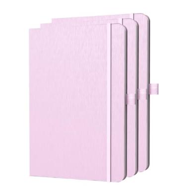 Imagem de ONAVIA Caderno de capa dura pautado papel 80GSM pacote com 3 - rosa, tamanho A5