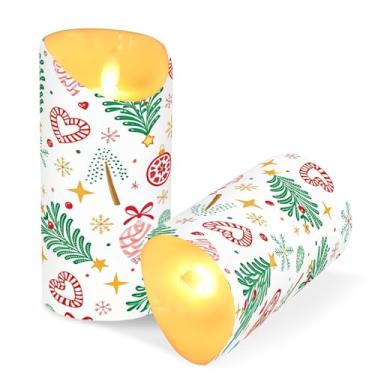 Imagem de ATTX Pacote com 2 velas de árvore de Natal sem chamas – Velas LED de 7,6 cm x 15 cm com controle remoto e temporizador para casa, casamento, decoração de acampamento #753