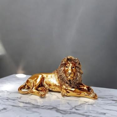 Imagem de ICE Armor 33 cm L Majestoso Leão Descansando Estátua Escultura Ornamento Decoração de Casa/Quarto e Ideias de Presente para Inauguração de Casa, Feriados e Aniversários. Ótima adição colecionável