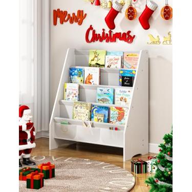 Imagem de SEIRIONE estante infantil resistente, estante de livros para quarto de crianças com estilingue oxford à prova de rasgos, estante infantil ecologicamente segura, estante infantil com altura i