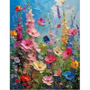 Imagem de Kits de ponto cruz de flores para adultos iniciantes, kits de ponto cruz contado, costura impressa, padrões fofos, dimensões, bordado, artesanato, kits de bordado para adultos iniciantes (40 x 30 cm)