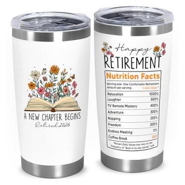 Imagem de FUNITZ Presente de aposentadoria para mulher 2026, copo de aposentadoria, xícara de café aposentado 2026 - presentes de aniversário presentes de Natal para mãe, avó, professora, enfermeira, colegas de