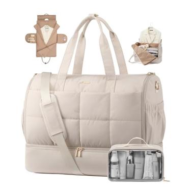 Imagem de LOVEVOOK Bolsa de viagem conversível com compartimento para sapatos, bolsa de fim de semana, Nude., 40L-2Pcs