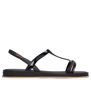 Imagem de Sandália Rasteira Feminina Ipanema Glow Flatform Preto/Doura, Preto, 3