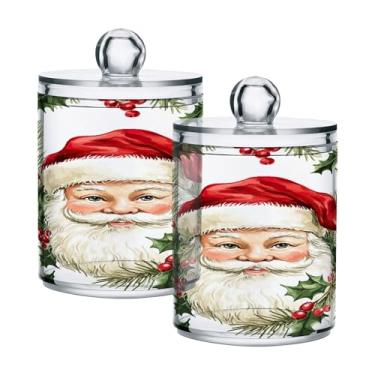 Imagem de xigua Pacote com 4 lindos suportes de Natal para bolas de algodão, cotonete – Frasco de plástico de boticário de armazenamento versátil transparente de 4 ml para banheiro e organização de