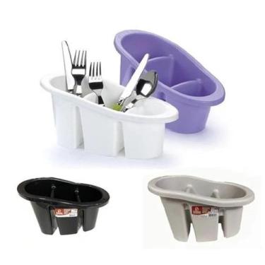 Imagem de Escorredor e Porta Talheres Oval 3 Divisórias Seca Talher Oval Escorre