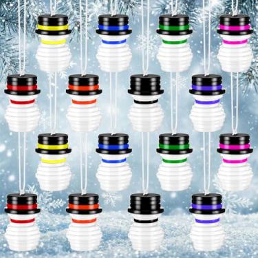 Imagem de Soulchen 16 conjuntos de kits de artesanato de boneco de neve de Natal, faça seu próprio botão, decorações de boneco de neve de Natal, enfeite de pendurar de Natal para decoração de presente