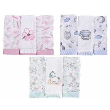 Imagem de Paninho De Boca Fralda Enxoval Bebe Minasrey Kit 3 Unidades  100% Algo