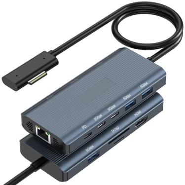 Imagem de Estação de ancoragem Microsoft Surface Pro 11 em 1, nova base para Microsoft Surface 4K@60HZ, estação de ancoragem de superfície para Surface Pro 11/10/9/8/X/7/6/5/4/3, Surface Laptop 6/5/4/3/2/1