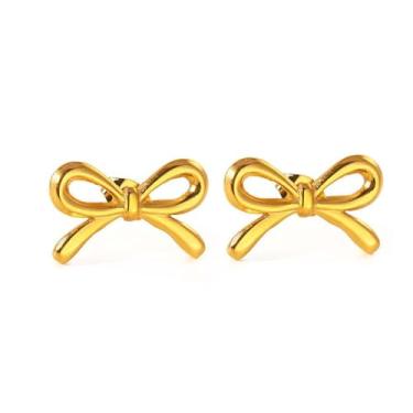 Imagem de Qiansail Brincos de laço, brincos de argola modernos lindos com laço, presentes de aniversário de casamento, presentes de Natal para mulheres, One Size, Metal, Sem pedra preciosa