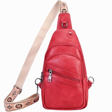 Imagem de HiChiclife Bolsa tiracolo feminina para mulheres, bolsa tiracolo moderna, pochete para viagens, Vermelho 03, Small, Moderno