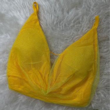 Imagem de Top Cropped Tule Ano Novo Natal com Bojo de Amarrar COR:AmareloTamanho