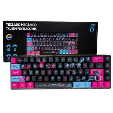 Imagem de Teclado Mecânico Gamer TKL RGB Ergonômico Switch Red Vermelho Sem Fio Conexão 3 em 1 USB/2.4G/Bluetooth Anti-ghosting Compacto Tenkeyless para Jogos Trabalho, Rosa e Preto