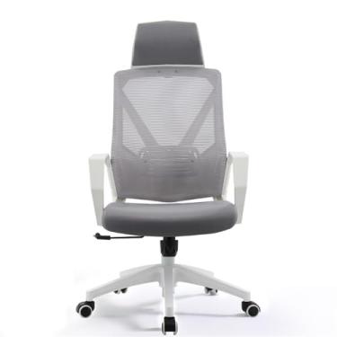 Imagem de VHDY85KA Cadeira de escritório confortável cadeira giratória para casa cadeira de conferência de malha de encosto alto com travesseiro, apoios de braços e rodas, cadeira ergonômica de escritório