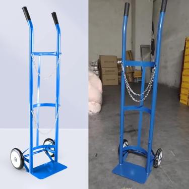 Imagem de Suporte grande para tanque de oxigênio com rodízios - Carrinho de cilindro rolante para armazenamento de gás 40/50L, suporte durável com corrente de proteção, solução de transporte fácil (azul)
