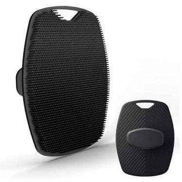 Imagem de Escova de limpeza de chuveiro portátil com 2 peças - esfoliante suave e massagem nas pernas e muito mais, design de alça elegante (preto)