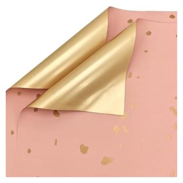 Imagem de JGHITROME Material de embrulho de buquê de papel de flor rosa para presente, 20 peças, estilo coreano, papel dourado polvilhado a ouro, papel de embrulho ouYa, buquê de flores, papel de embrulho para