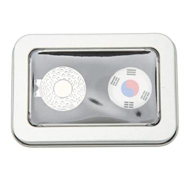 Imagem de plplaaoo Marcador de bola de golfe, clipe de chapéu com padrão de bandeira nacional, acessórios para entusiastas de golfe, material de ferro, leve, portátil (prata)