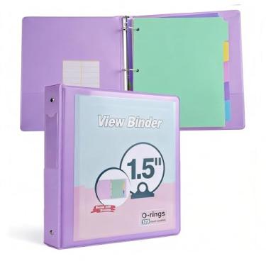 Imagem de Fichário de 3 anéis de 3,8 cm, organizador de fichário fofo com 5 divisórias para 175 folhas de papel de 8,5 x 11, capa transparente personalizável com bolsos internos, fichários de três anéis