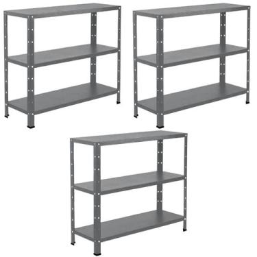 Imagem de 3 Estantes De Aço Para Escritório Estoque Loja Quarto Almoxarifado 3 P