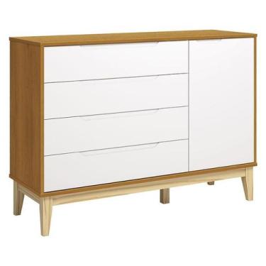 Imagem de Cômoda com Porta Classic Elfe Branco Acetinado Savana Natural - Reller