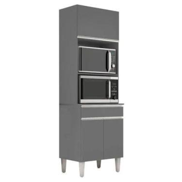 Imagem de Paneleiro Torre Quente Andréia com 2 Nichos 3 Portas 1 Gavetas Cinza A