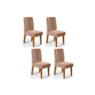 Imagem de Cadeira Sala De Jantar Isis Kit 4 Un Ipê/Veludo Kraft - Dj Móveis