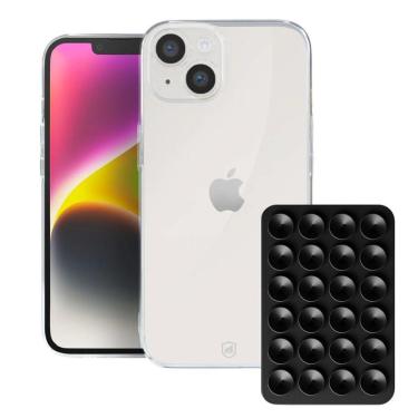 Imagem de Kit Capa Crystal Slim para Iphone 14 + Ventosa Preta Gshield