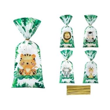 Imagem de Toalha De Mesa Com Folhas De Palmeira E Animais Da Selva Para Festa De