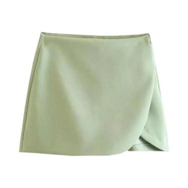 Imagem de Moda feminina pareo estilo shorts saias vintage cintura alta zíper lat