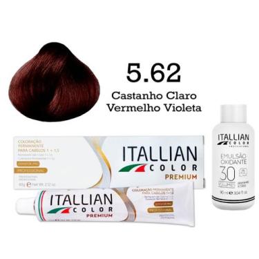 Imagem de Kit Coloração Itallian Color 5.62 Castanho Claro Vermelho Violeta + Ox