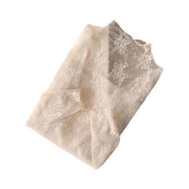 Imagem de Blusa Feminina Sexy De Manga Longa Em Renda Transparente Elegante, Cam