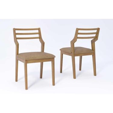 Imagem de Cadeiras Cozinha Damasco Kit 2 Un Carvalho/couríssimo Kaki Cimol
