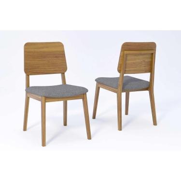 Imagem de Cadeiras Cozinha Ipe Kit 2 Un Carvalho/linho Grafite Cimol