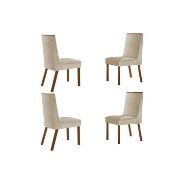 Imagem de Cadeira De Cozinha Dakota Kit 4 Un Naturalle/suede Creme - Rufato