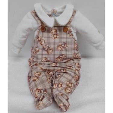 Imagem de Macacão Jardineira Plush Bebê Menino Inverno LessaKids B9267-Masculino